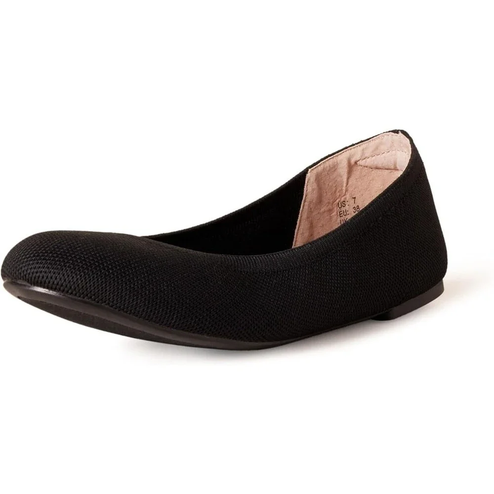 Amazon Essentials Women's Belice Ballet Flats Shoes Size 7 Black Comfort Slip-On